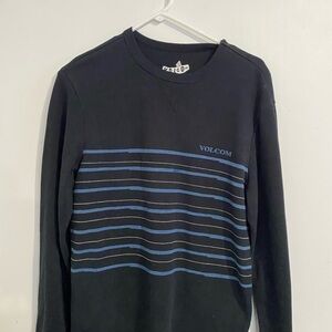 Volcom Men's Black and Blue Striped Shirt